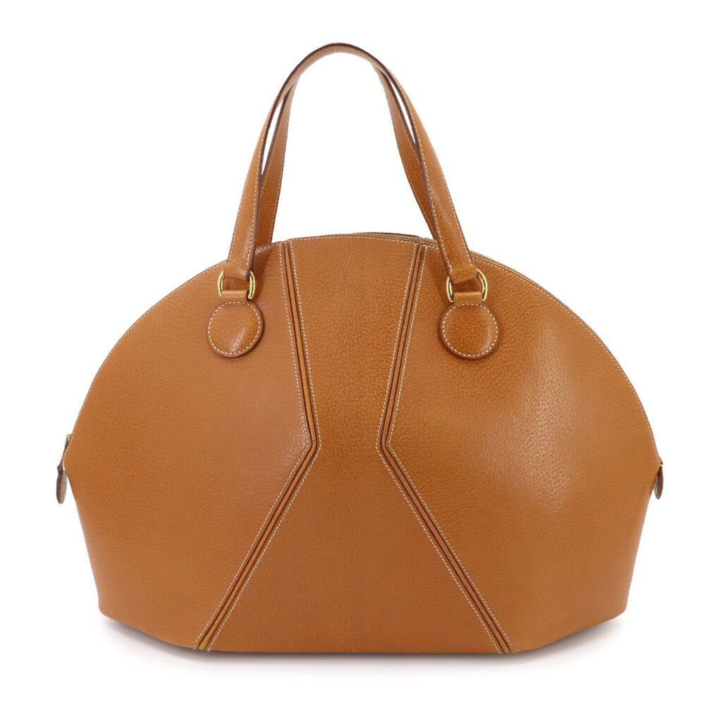 Hermes Il De Bowe handbag, pigskin, brown, ○V stamp, made in 1992, gold hardw...